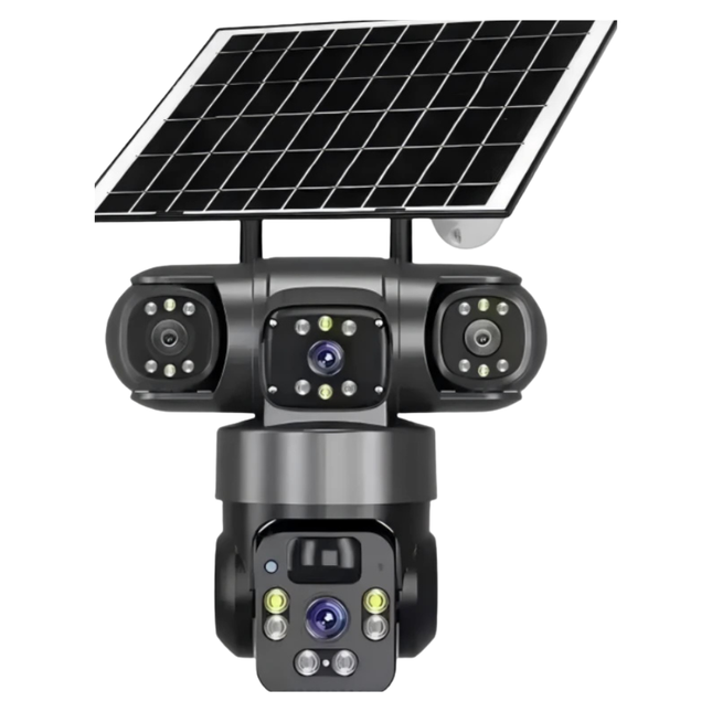 6MP Solar PTZ Security Camera Triple Lens 4G with Color Night Vision
