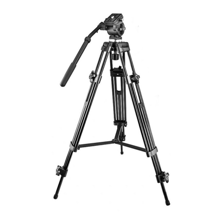 Portable 180cm Aluminium Camera Tripod with Fluid Video Head and 3-Wheel Dolly for DSLR & Video