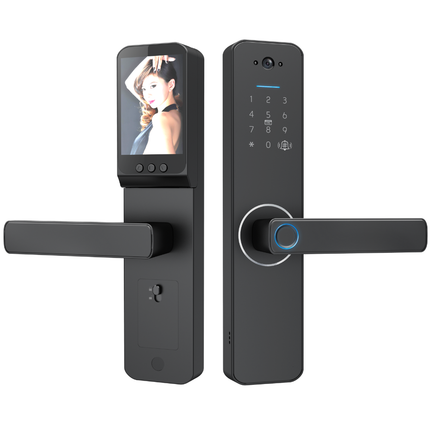 Smart Hotel Door Lock with Fingerprint, ID Card, Password Access, HD Camera, 3.5” Touchscreen, 300 User Capacity
