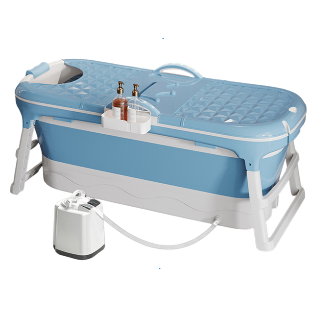 Portable 1.5m Collapsible Bath Tub for Adults with Reinforced Legs & Massage Base