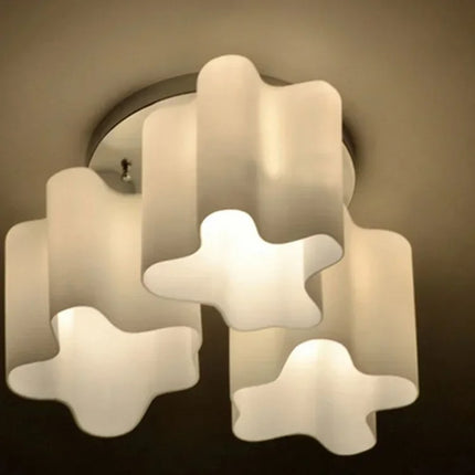 Modern LED Ring Ceiling Light Wrought Iron Frame Milky White 5+1 Lens