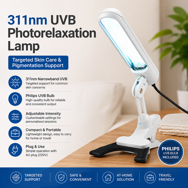 Portable 311nm UVB Photorelaxation Lamp with Philips Bulb for Targeted Skin Care & Pigmentation Support