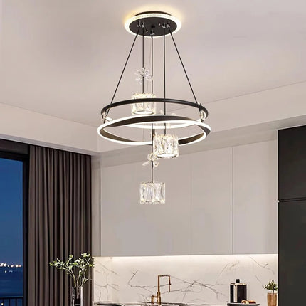 Crystal Pendant Ceiling Light Luxury Decorative Hanging Lamp White for Living Dining Room