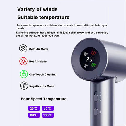 Professional High-Speed Ionic Hair Dryer with Digital Display & Style-Lock Cooling