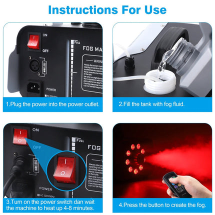 1200W Professional Smoke Effect Machine with Multicolor LED Lights & Wireless Remote