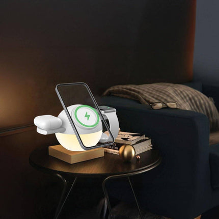 All-in-One Wireless Charging Stand with Ambient Night Lamp, 15W USB-C Power