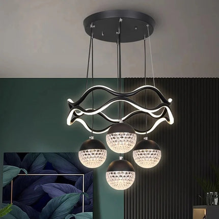 Modern Nordic Pendant Ceiling Light Acrylic Crystal Shade Adjustable Hanging Design Indoor Decorative Lighting