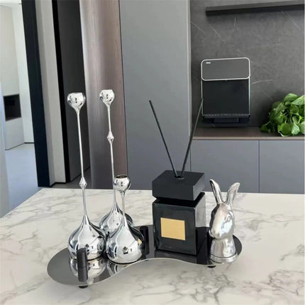 Modern Stainless Steel Water Drop Candlestick Holder for Wedding, Event and Home Decor