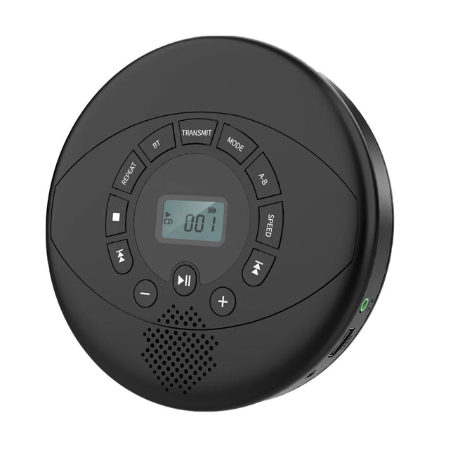 Portable Rechargeable CD Player with Built-In Speaker, USB & AUX Input, LCD Display, 1500mAh Battery