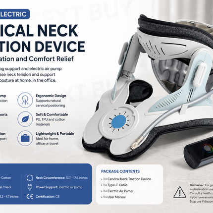 Portable Electric Cervical Neck Traction Device with Airbag Relaxation and Comfort Relief