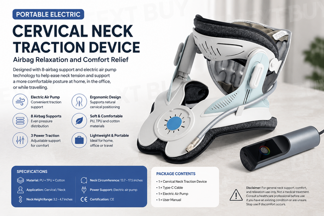 Portable Electric Cervical Neck Traction Device with Airbag Relaxation and Comfort Relief