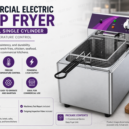 Commercial Electric Deep Fryer 10L / 12L Single Cylinder with Precise Temperature Control