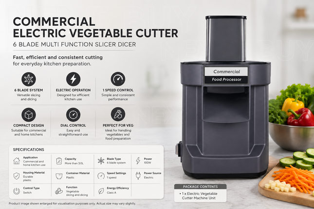 Commercial Electric Vegetable Cutter Machine 6 Blade Multi Function Slicer Dicer for Kitchen Use