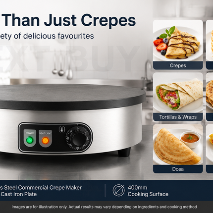 Stainless Steel Commercial Crepe Maker with 400mm Cast Iron Plate