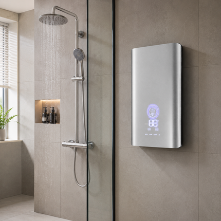 Instant 9300W Tankless Electric Water Heater for Indoor Showers – Smart Touch Control, Fast Heating, Energy-Saving