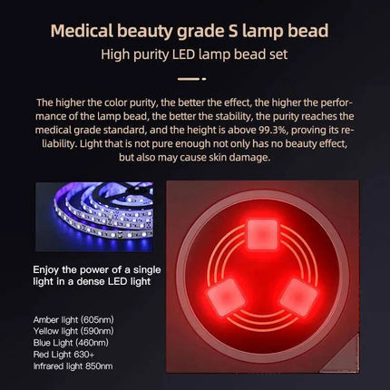 Portable LED Light Relaxation Device 64 LEDs Red Blue Yellow Modes USB-C Rechargeable