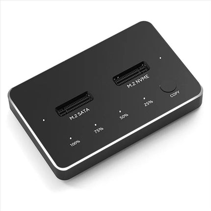 Dual-Bay M.2 SSD Docking Station with Offline Clone, USB-C Support for NVMe & SATA SSDs – Black