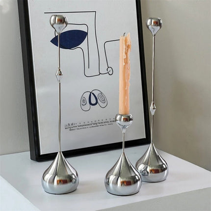 Modern Stainless Steel Water Drop Candlestick Holder for Wedding, Event and Home Decor