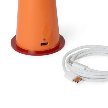 Modern LED Table Lamp Leather Shade Dual Color Metal Frame Orange Black