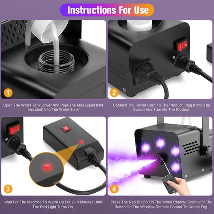 500W Colour-Changing LED Fog Machine with Remote Control for Parties & Stage Effects