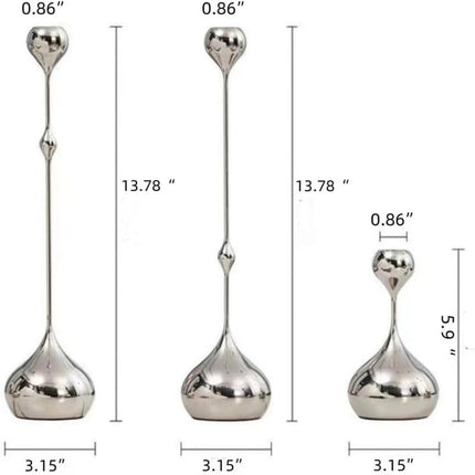 Modern Stainless Steel Water Drop Candlestick Holder for Wedding, Event and Home Decor
