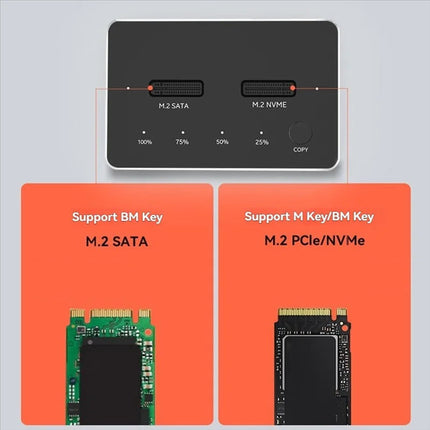 Dual-Bay M.2 SSD Docking Station with Offline Clone, USB-C Support for NVMe & SATA SSDs – Black
