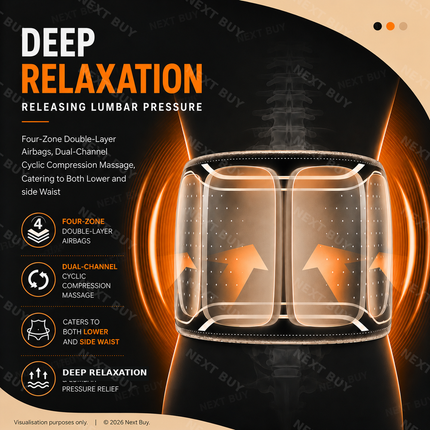 Heated Lumbar Support Belt with Air Compression & Vibration Massage for Lower Back Support