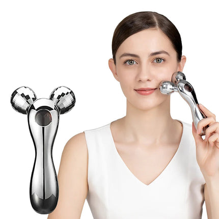 Dual Roller Y-Shaped Facial and Body Massager with Solar Microcurrent for Lifting and Firming