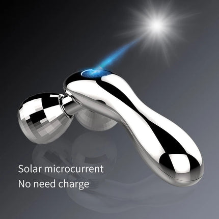 Dual Roller Y-Shaped Facial and Body Massager with Solar Microcurrent for Lifting and Firming