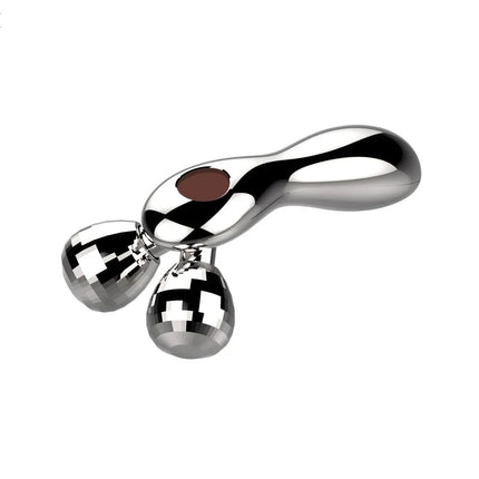 Dual Roller Y-Shaped Facial and Body Massager with Solar Microcurrent for Lifting and Firming