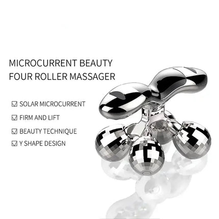 Facial 4-Roller Microcurrent Massager for Skin Firming and Rejuvenation