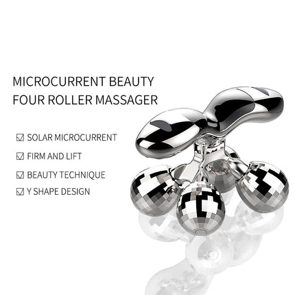 Facial 4-Roller Microcurrent Massager for Skin Firming and Rejuvenation