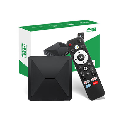 Smart 4K Android 14 TV Box with Quad-Core Processor, WiFi 6, Gigabit Ethernet, and Bluetooth 5.0
