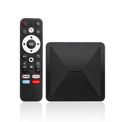 Smart 4K Android 14 TV Box with Quad-Core Processor, WiFi 6, and Gigabit LAN Black