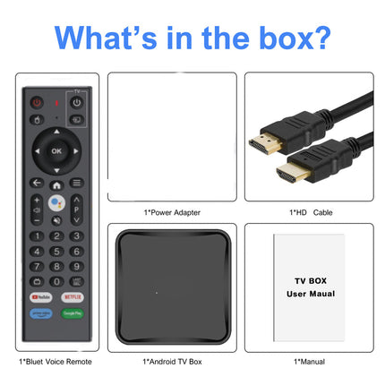 High-Speed 8K Android 12 TV Box with Quad-Core Processor, Dual-Band WiFi, and Voice Remote