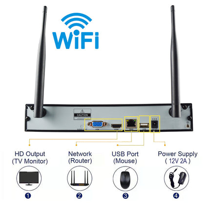 Wireless 10-Channel NVR Security Camera Kit with 4× 3MP Waterproof Outdoor Cameras and Tuya Smart App