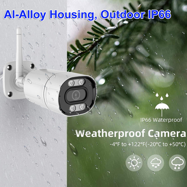 Wireless 10-Channel NVR Security Camera Kit with 4× 3MP Waterproof Outdoor Cameras and Tuya Smart App