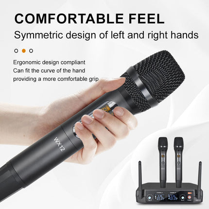 Professional Dual UHF Wireless Microphone Set with 32 Adjustable Channels and Receiver