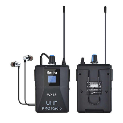 UHF Wireless Lavalier Microphone System with Beltpack Transmitter and Earphone – 150m Range