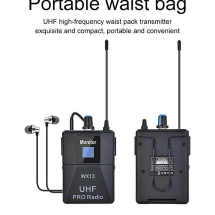 UHF Wireless Lavalier Microphone System with Beltpack Transmitter and Earphone – 150m Range