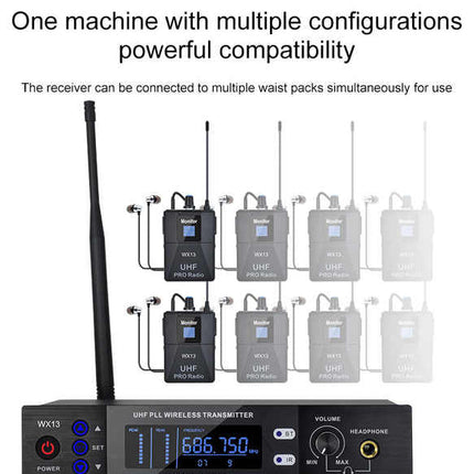 UHF Wireless Lavalier Microphone System with Beltpack Transmitter and Earphone – 150m Range