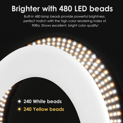 54cm LED Ring Light with Adjustable Brightness & Color Temperature, Stand, Remote, and Carry Bag