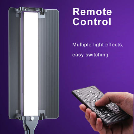 Cordless RGB LED Video Light Wand 62cm with Barn Doors, APP & Remote Control, 2700–7500K Adjustable