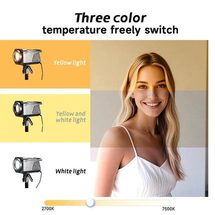 100W RGB Photography & Video Light with LCD Screen, Remote Control, and Reflector