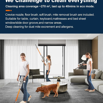 High-Power Cordless Stick Vacuum Cleaner with Touch Control, LED Floor Light, 0.8L Dust Tank, and HEPA Filtration