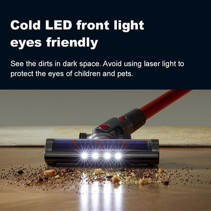 High-Power Cordless Stick Vacuum Cleaner with Touch Control, LED Floor Light, 0.8L Dust Tank, and HEPA Filtration