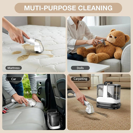 Corded Handheld Wet & Dry Spot Cleaner with Scrubbing Function and Dual Water Tanks for Home, Car, and Hotel Use