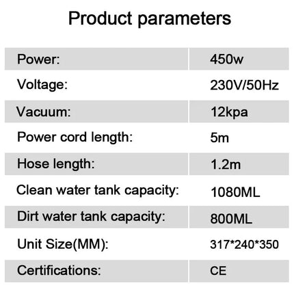Portable 450W Carpet & Upholstery Spot Cleaner – Strong Suction, Wet & Dry Cleaning, Dual Tank System