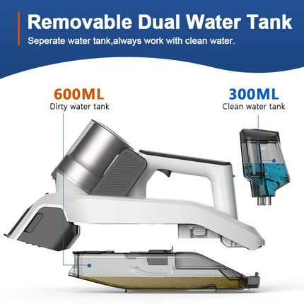 Handheld Cordless Wet and Dry Carpet and Upholstery Cleaner for Home and Hotel Use