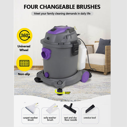 Portable Wet & Dry Carpet Cleaner 20L – Powerful 1400W Suction for Carpets, Upholstery & Home Cleaning